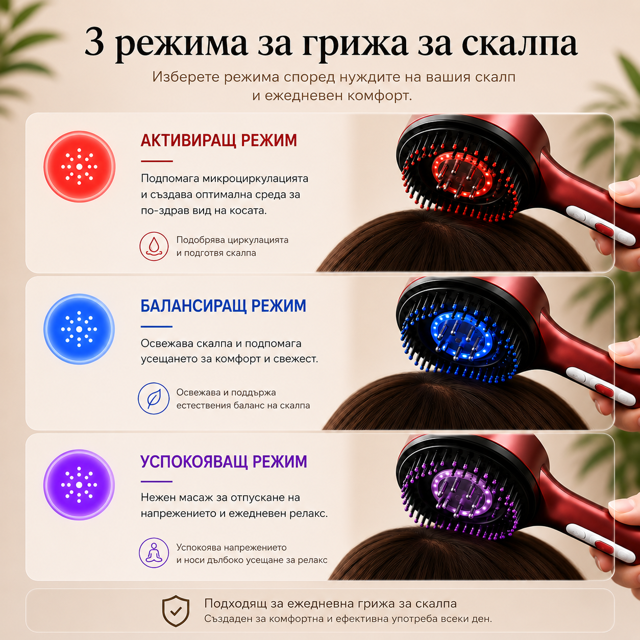 Масажор за скалп с червена светлина