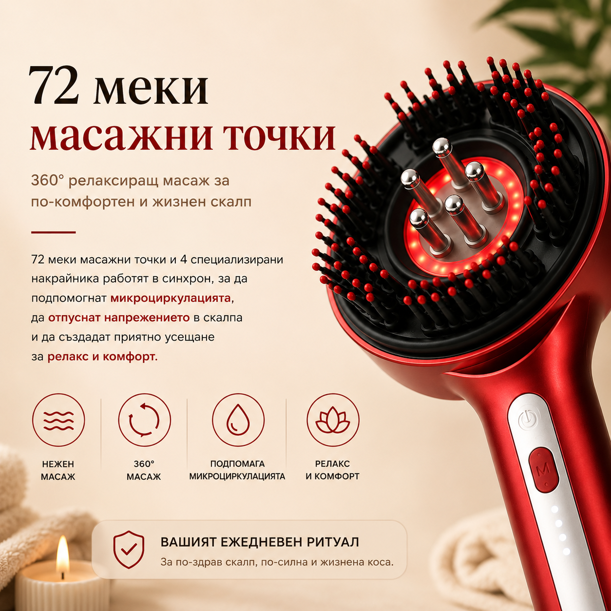 Масажор за скалп с червена светлина