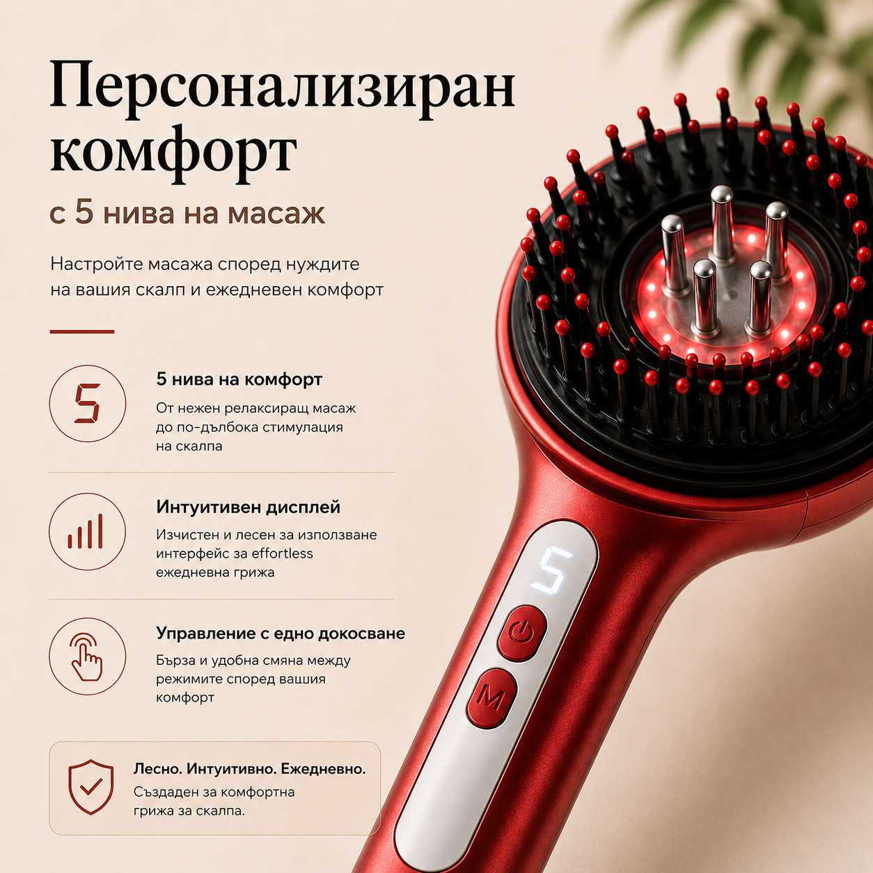 Масажор за скалп с червена светлина