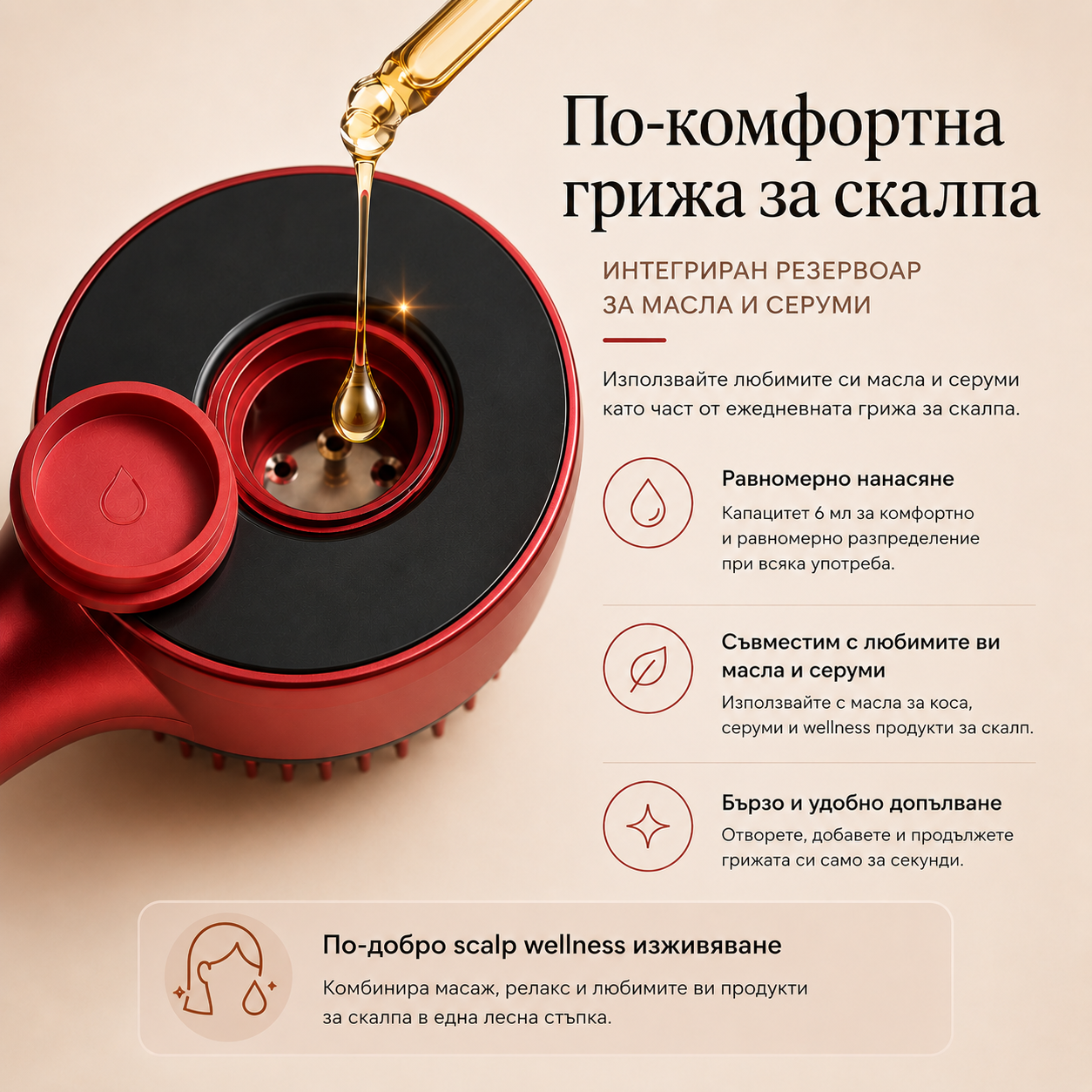 Масажор за скалп с червена светлина