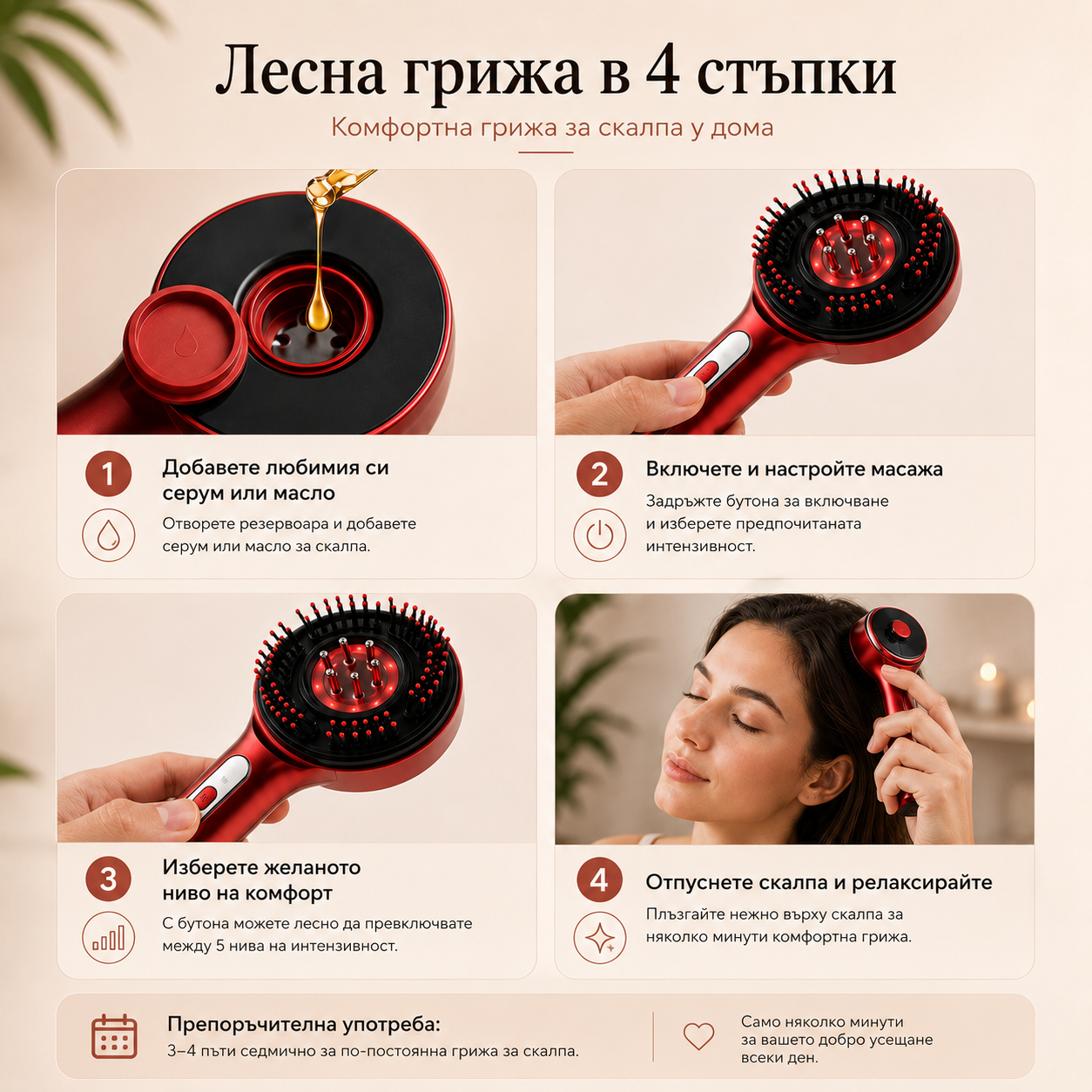 Масажор за скалп с червена светлина
